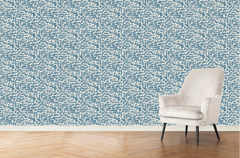 Doodles Wallpaper Swatch in Chambray