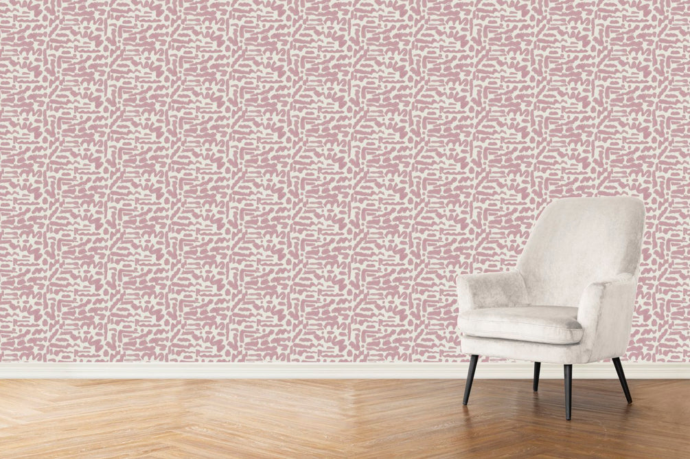 Doodles Wallpaper Swatch in Rose