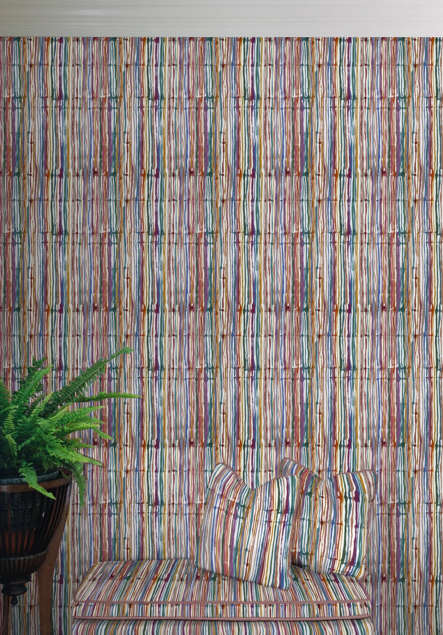 Stripes Fabric Swatch in Hibiscus