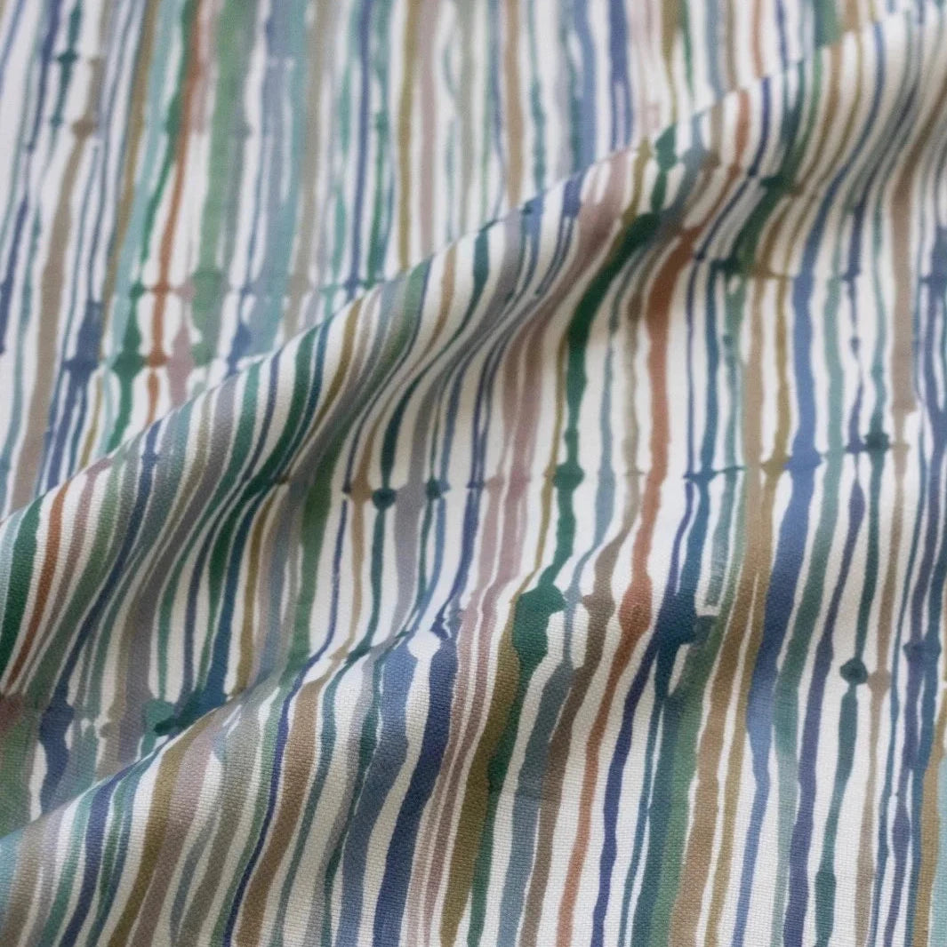 Striped fabric with multicolor pattern