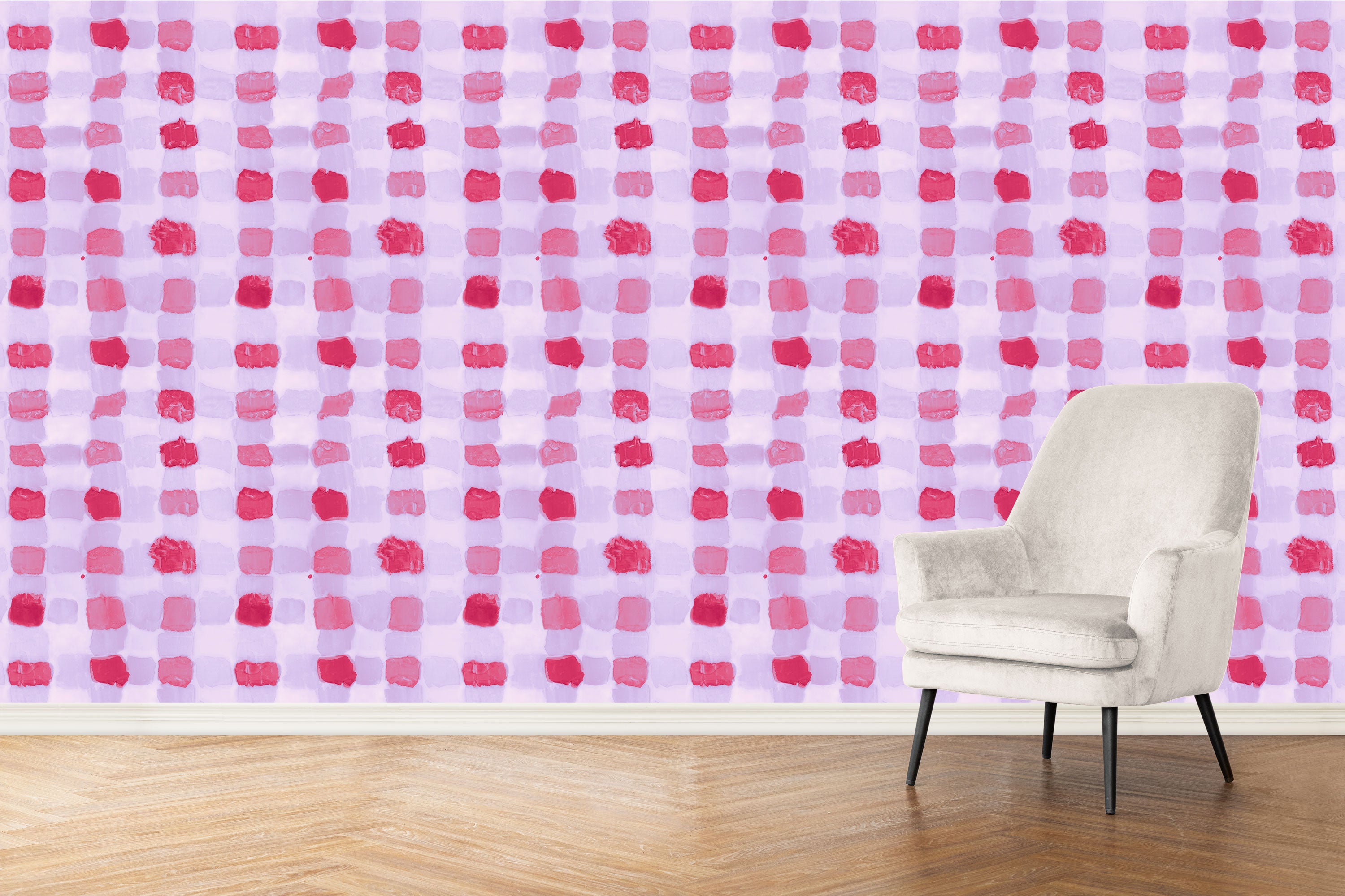 Gingham Wallpaper Swatch in Lavender