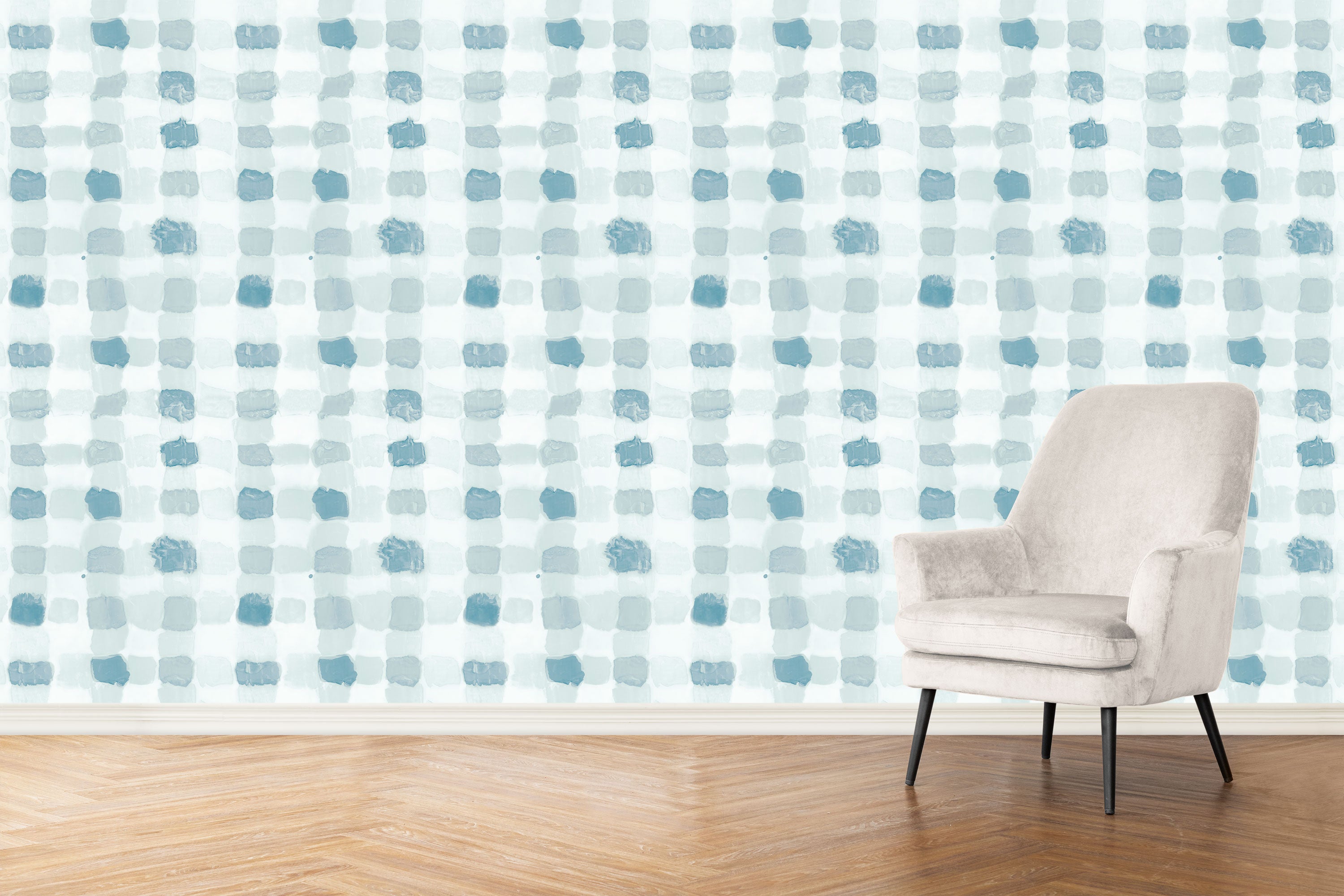 Gingham Wallpaper Swatch in Mist