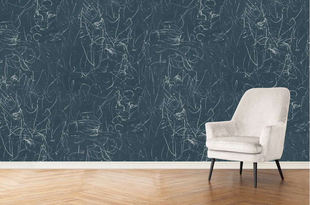 Scribble Wallpaper Swatch in Ink