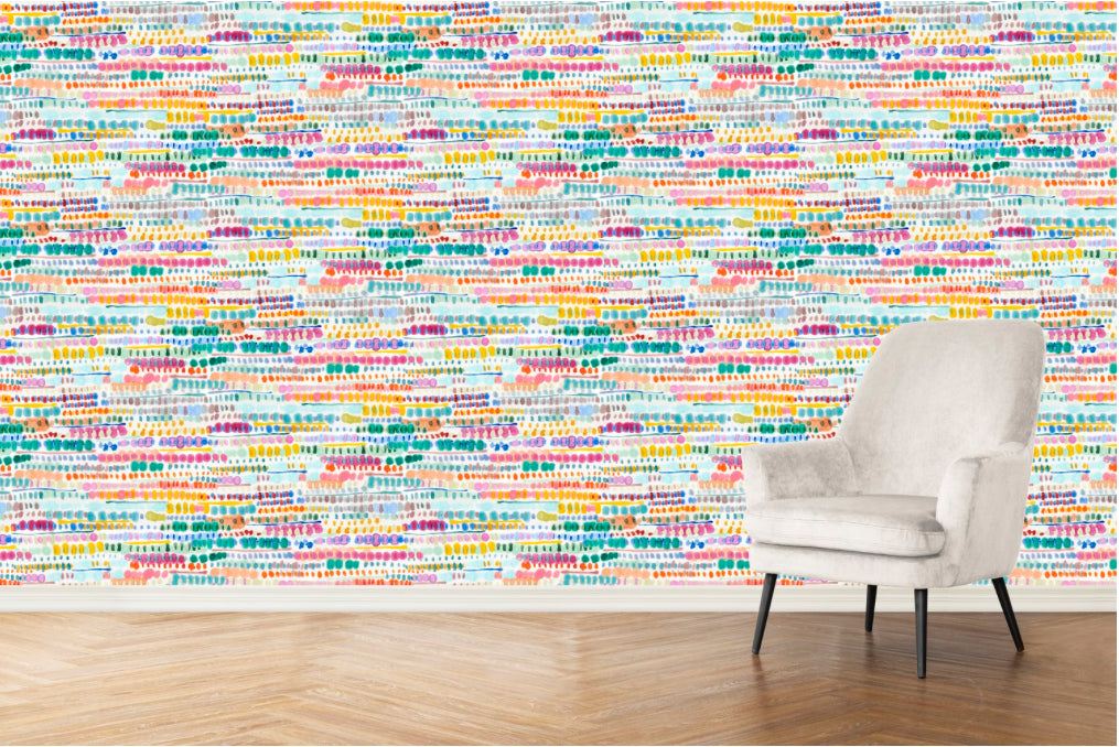 Moments Wallpaper Swatch in Rainbow