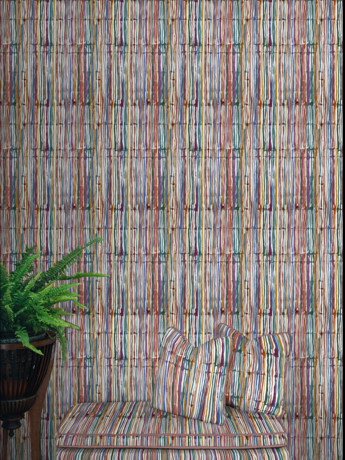 Stripes Wallpaper in Hibiscus