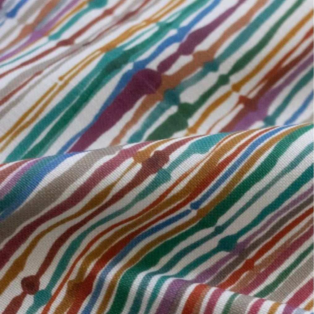 Multicolored striped fabric with a soft texture